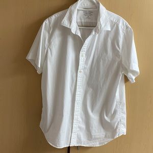 BANANA REPUBLIC White Cotton Short Sleeve Shirt